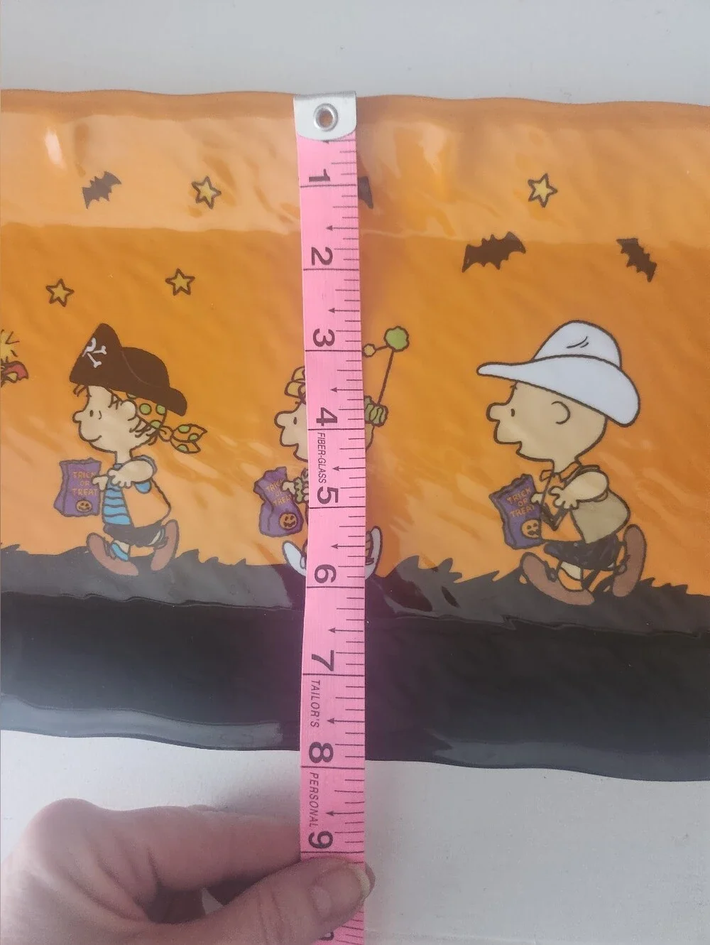 Peanuts Halloween Trick-or-Treat Table Plastic Platter - Orange & Black 19 X 8in